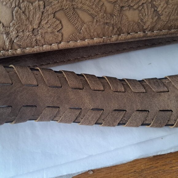 Darcy Marks London Tooled Floral Light Brown Large Leather Handbag Tote Bag - Picture 15 of 15